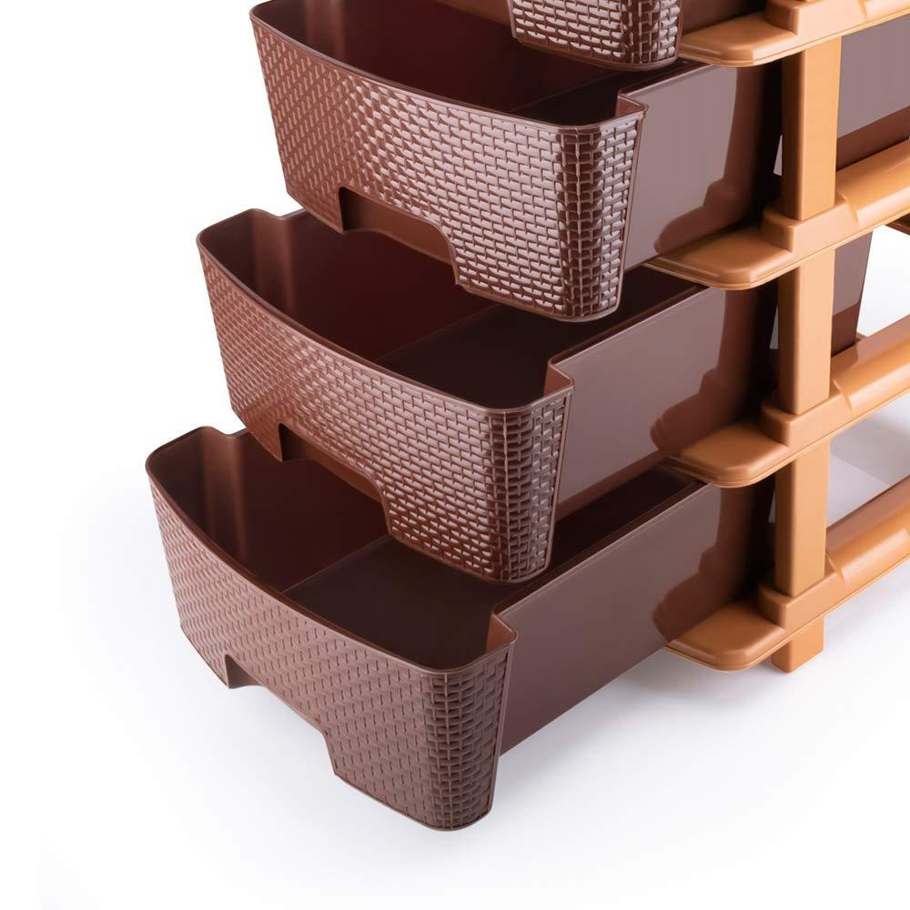 Brown plastic drawer system Brown plastic drawer system